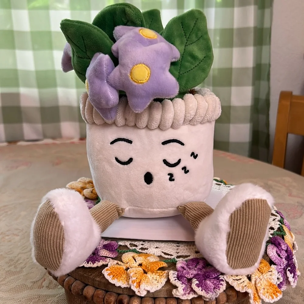 Plush Faux Wishbone Flower Happy Plant Weighted Bottom Ultra Soft Whimsical NEW
